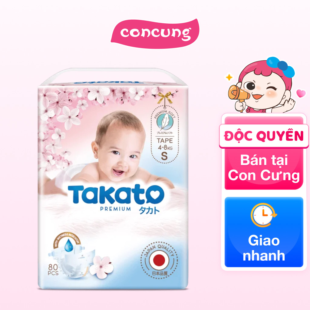 Tã dán Takato siêu mềm mại (S, 80 miếng) - Con Cưng