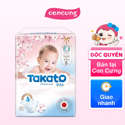 Tã dán Takato siêu mềm mại (S, 80 miếng) - Con Cưng
