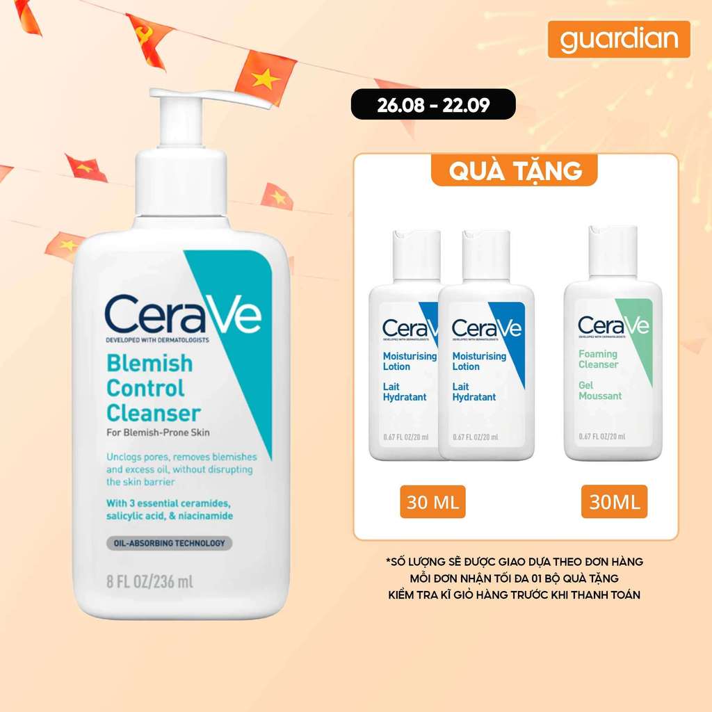 Sữa Rửa Mặt Hỗ Trợ Giảm Mụn CeraVe Blemish Control Cleanser 236Ml | Guardian Việt Nam