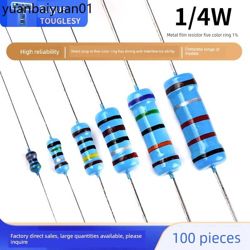 1 / 4W Kim Loại Phim Điện Trở Thành Phần 1% Vòng Màu 1K2k 10K 100K 47K10 Ou 100 Ou 120 Om m