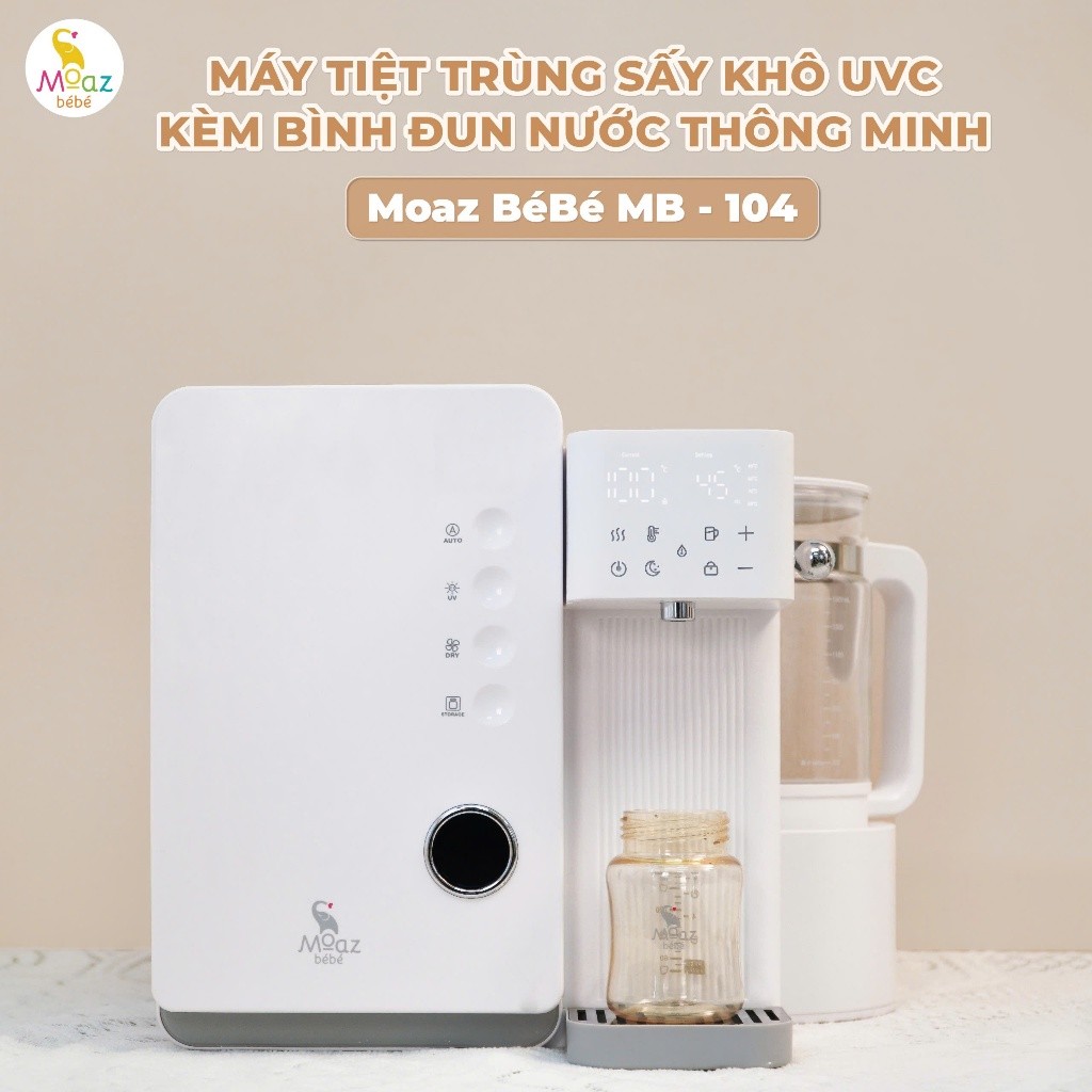 🌟 Máy tiệt trùng sấy khô uvc và đun nước thông minh moaz bébé mb104 bảo hành chính hãng 12 tháng