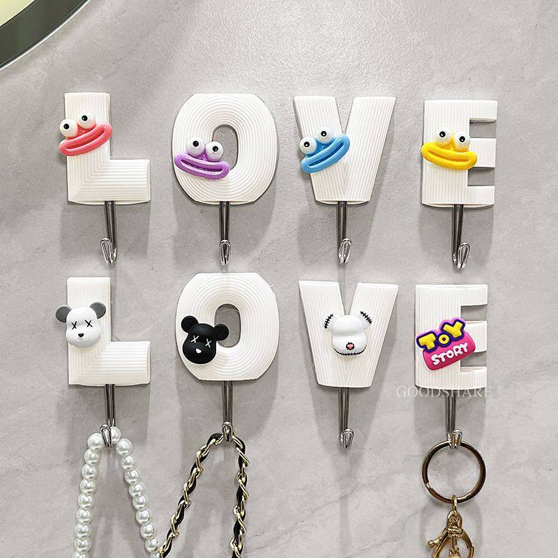 Hook Strong Adhesive Household Shower Door Rear Coat Hook Wall Cute Cartoon Punch-Free Traceless Loa