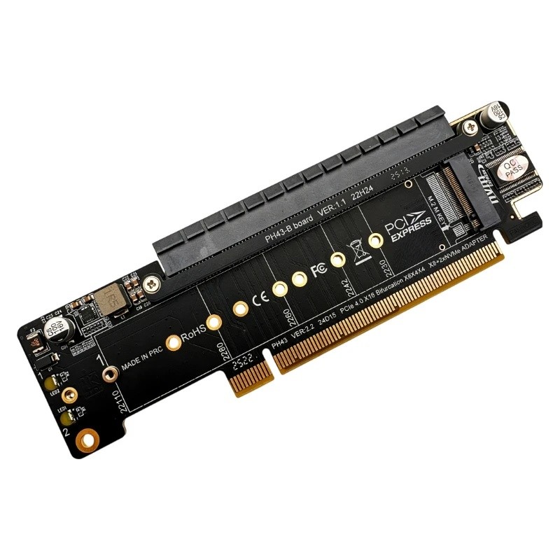 Thẻ chia hai nhánh PCIe 4.0 X16 sang X8 + X4 + X4 Khe cắm PCI ‐ Express X16 sang X16 + Dual M.2 NVMe