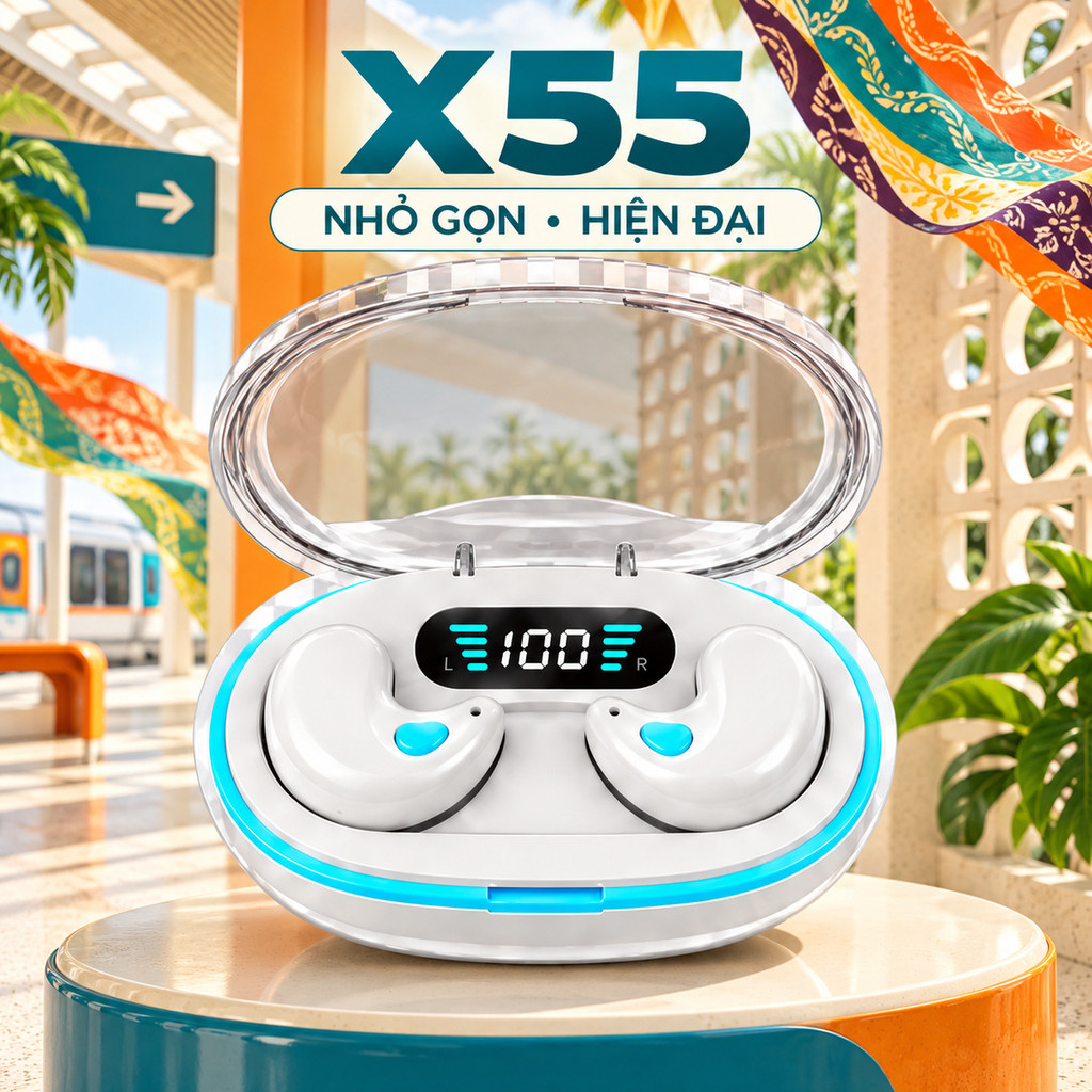 Tai nghe không dây X55 PRO X55 Stereo Hi-Fi Bluetooth 5.3 chất lượng âm thanh Chống ồn Ngủ và Tập th