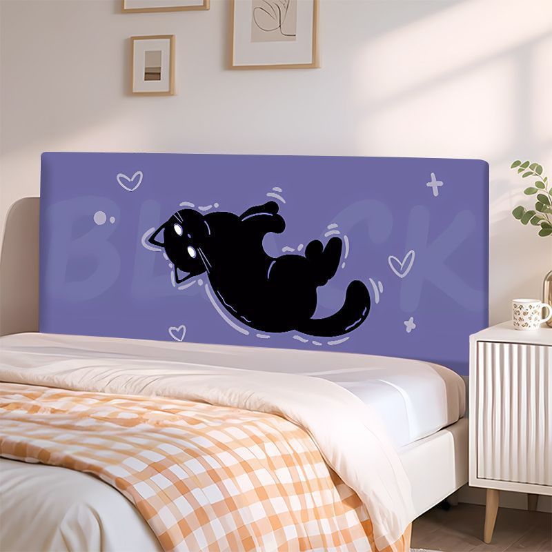 New high-end cat-themed full-cover headboard cover, soft cover for wooden beds, universal bed backre