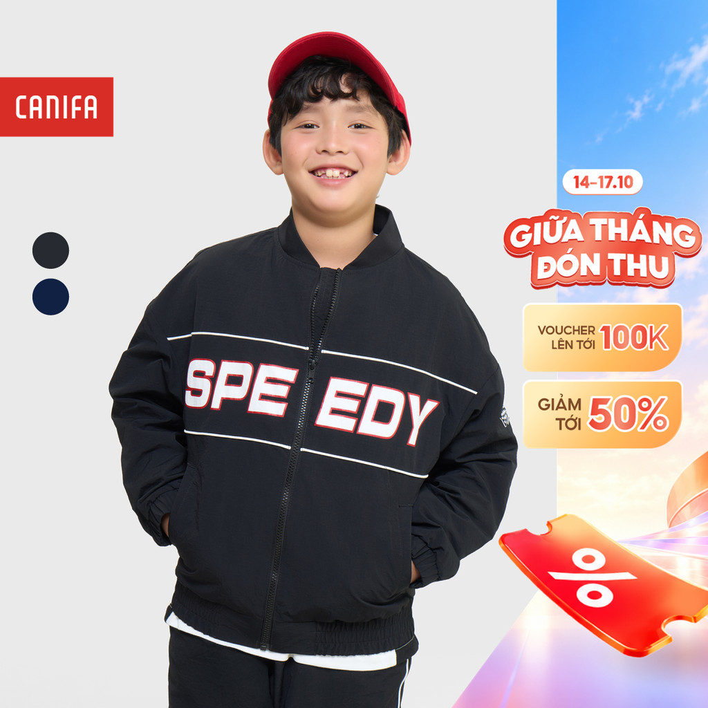 Áo khoác gió đa năng  bé trai CANIFA 2 lớp dày dặn dài tay cổ bẻ 2OT25C001