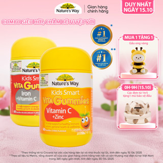Combo Kẹo Dẻo Iron+ Vitamin C và Vitamin C+ ZinC bổ sung sắt, kẽm, vitamin c giúp bé ăn ngon miệng, mau lớn