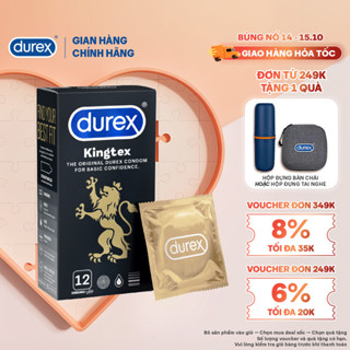 Bao cao su Durex Kingtex ôm sát, bôi trơn, size 49mm, hộp 12 bao