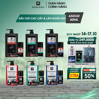 [TẶNG lăn 40ML] Dầu gội cao cấp cho nam Romano 650g (Tặng mùi ngẫu nhiên)