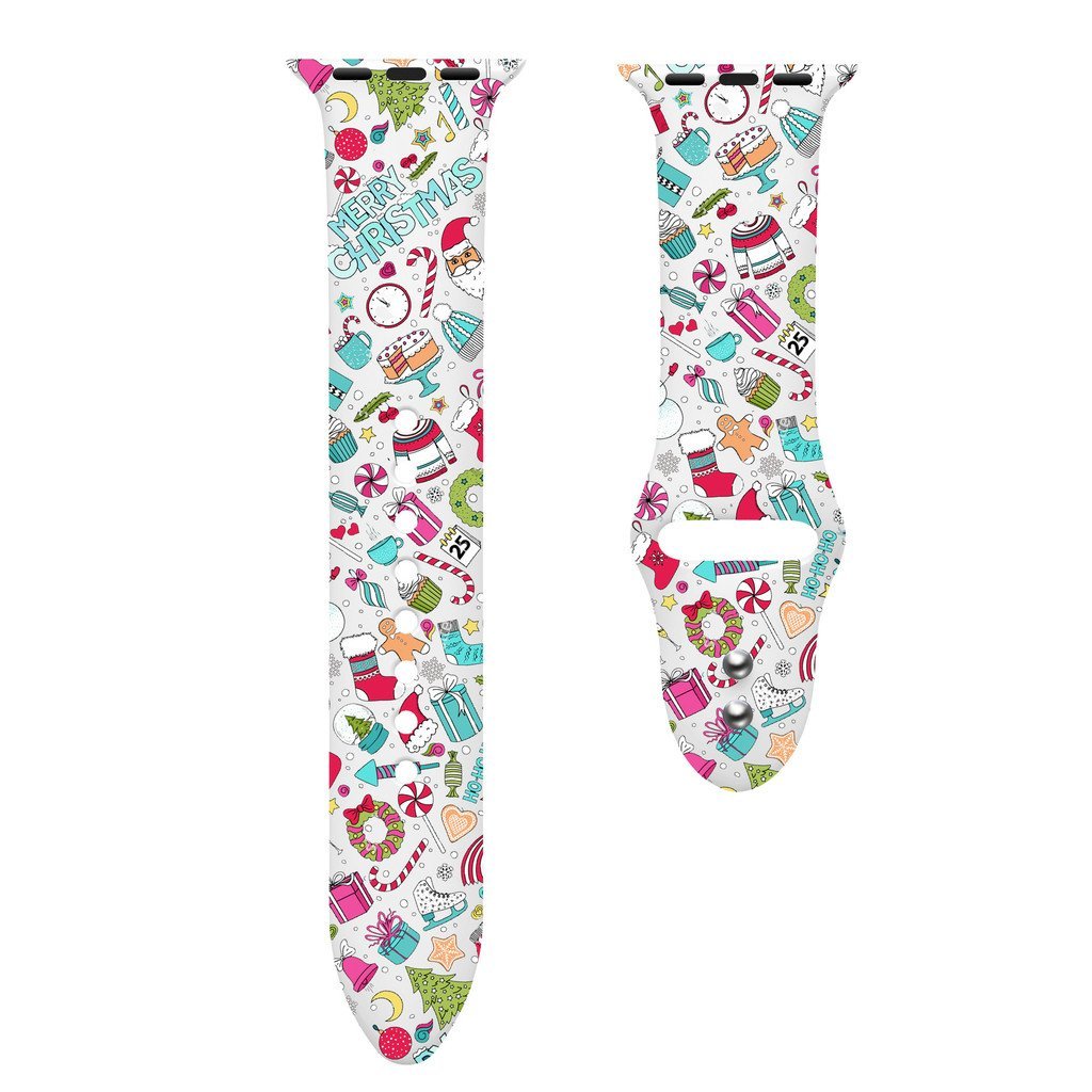 Dây đeo silicon in hình Giáng sinh Halloween, thích hợp cho Apple Watch