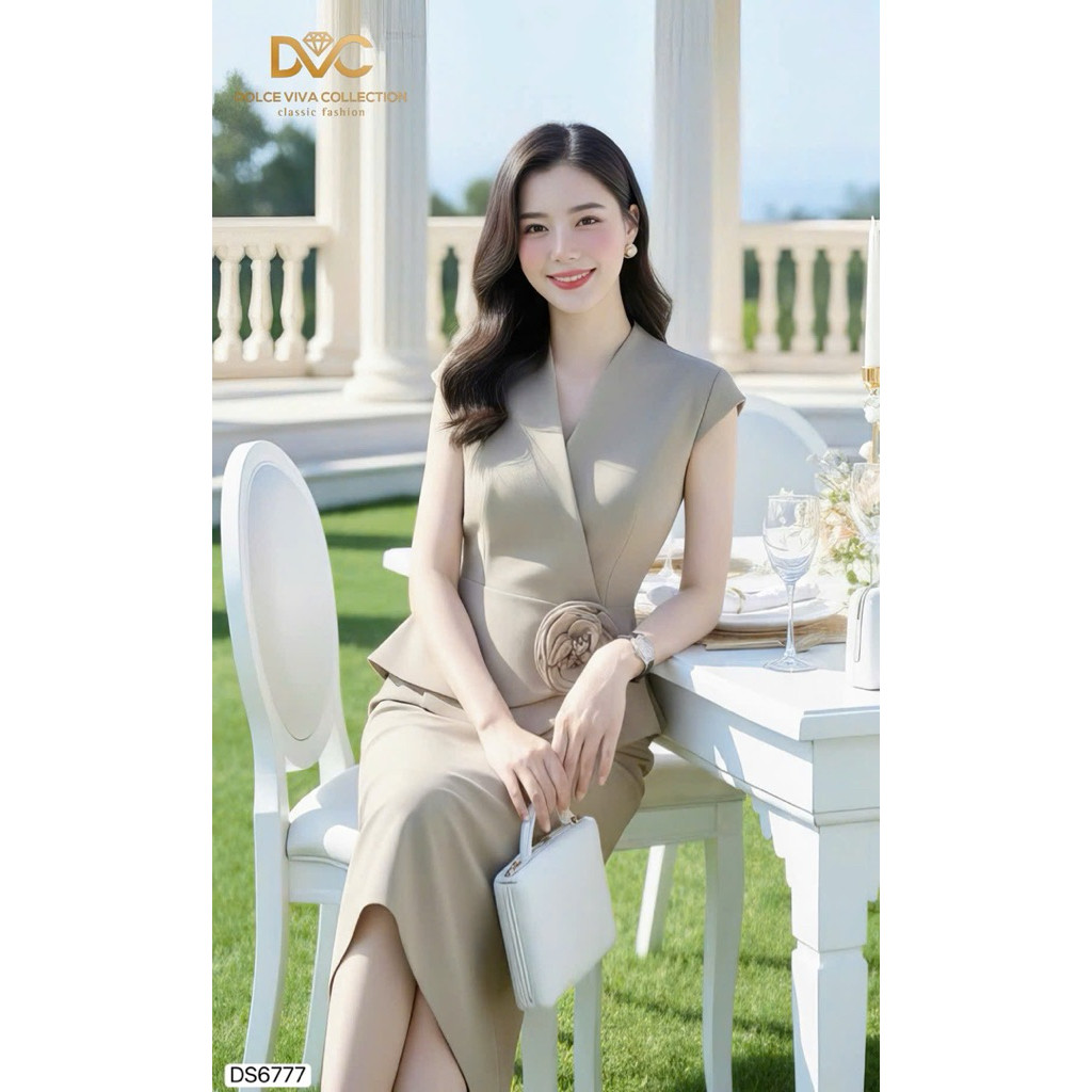 (Váy/Đầm Chính Hãng DVC) DS6777 TK đính hoa thủ công tỉ mỉ, chất vải đanh mềm, sang trọng, không nhă