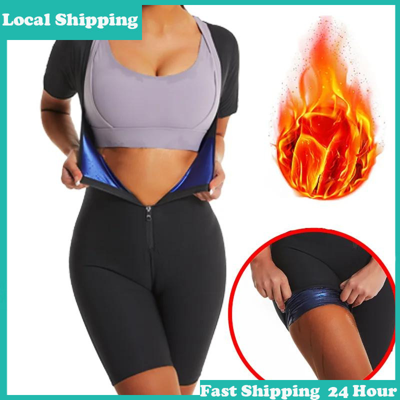 Local Shipping 3-In-1 Zipper Body Shaping Sauna Suit For Women, Women'S Sweatshirt, Running Fitness 