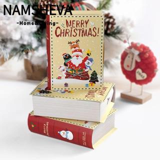 NAMSHEVA 5 Hộp Kẹo Giáng Sinh Vui Vẻ, Navidad Noel Xmas Năm Đảng Hình Sách Hộp Đóng Gói, Quà Tặng DIY Trang Trí Nhà Cửa Trẻ Em Ủng Hộ Ông Già Noel Túi Bao Bì Trang Trí Tiệc
