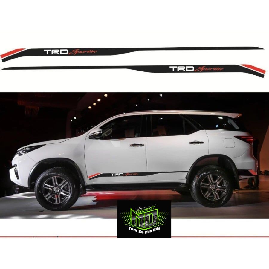 Tem Dán Sườn Xe Fortuner TRD Sport đỏ đen dán nhiều màu xe - ND DECAL