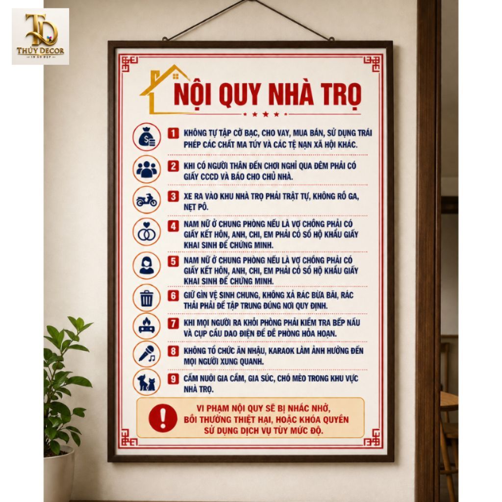 Tranh fomex - Bảng Nội Quy Khách Sạn Hottel, Nhà Nghỉ, Nhà Trọ