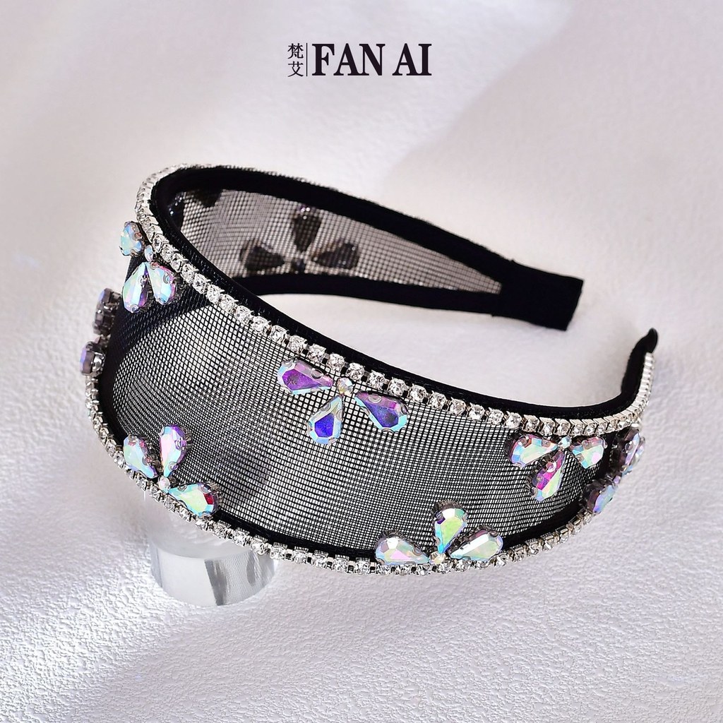 Vanessai bl Phantom Màu Kim Cương Giả Lưới Băng Đô Ánh Sáng Sang Trọng Cao Cấp Rộng Vành Băng Đô Thờ