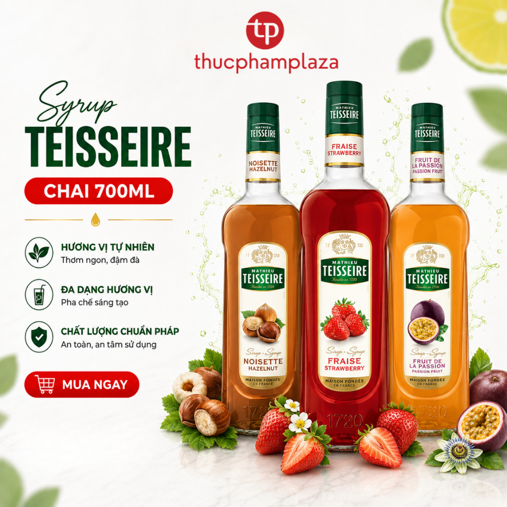 Siro Teisseire chai 700ml siro trái cây pha chế chuyên nghiệp, tiện lợi sử dụng