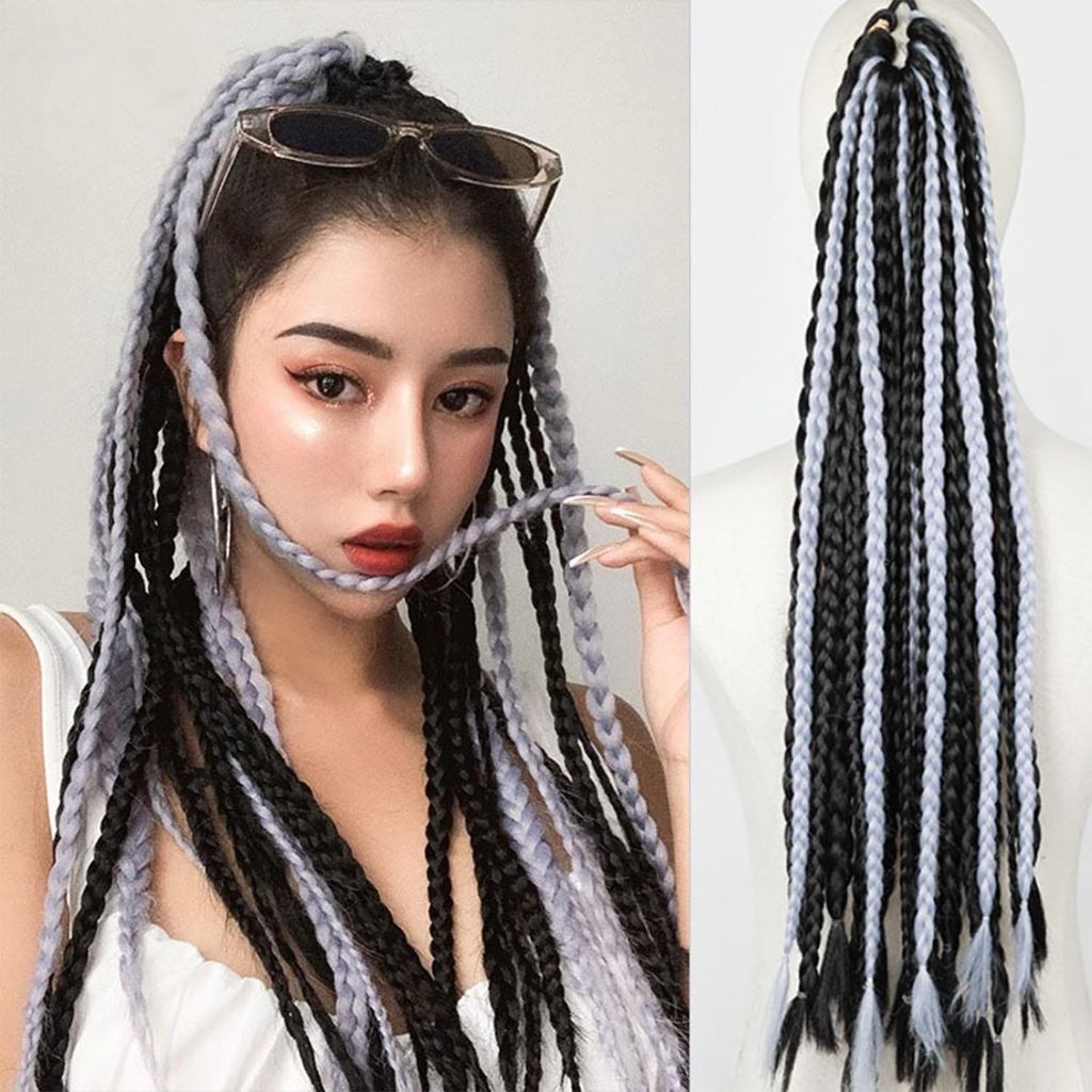 26 Inh Human Braiding Hair - Syntheti Faux Los cho Boho Braids, & Siler Grey Hỗn hợp rohet Braids dà