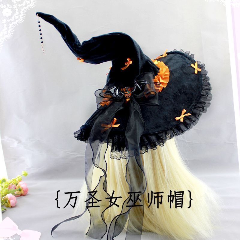 Gothic Halloween Nơ Sang Trọng Ren Miko Mũ Miko Mũ lolita Miko Mũ
