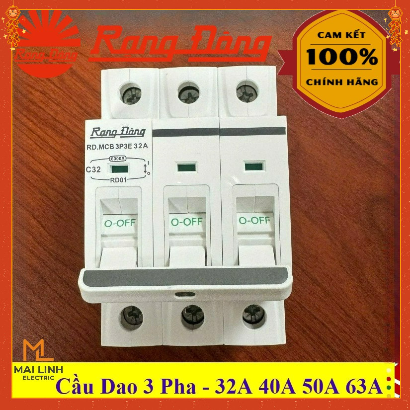 {Rạng Đông} Cầu Dao, MCB 3 pha, Aptomat ngắn mạch - CB 3 tép 32A 40A 50A 60A -Chính hãng có xuất VAT