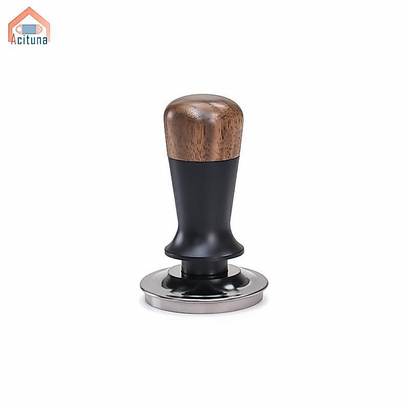 Máy Tamper Acutuna 53mm Espresso với Tamper xoắn ốc hàng đầu bằng gỗ óc chó có đế phẳng