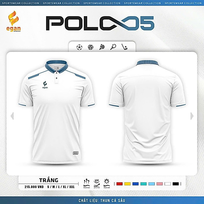 ÁO POLO UV EGAN 05 MÀU TRẮNG MỚI ,ĐẸP CHÍNH HÃNG
