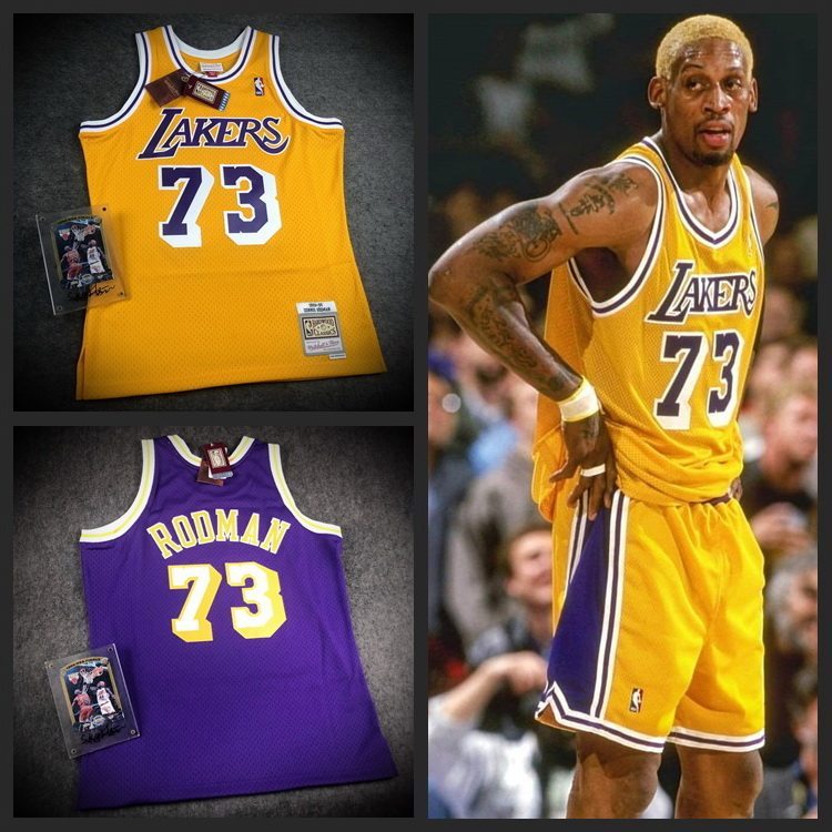 M & N Lakers Lakers Retro Jersey MN Copy SW RODMAN Big Bug Lakers Los Angeles Jersey