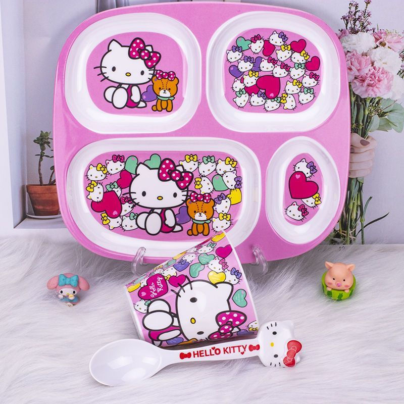 Kai tb Cartoon divided plate for children, cute ready-made plate for toddlers, home use square plate