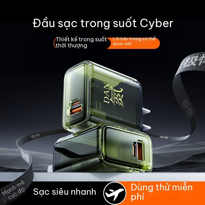Cục sạc trong suốt cho điện thoại tương thích 240W sạc siêu nhanh, bộ sạc đa dụng dành cho iPhone và