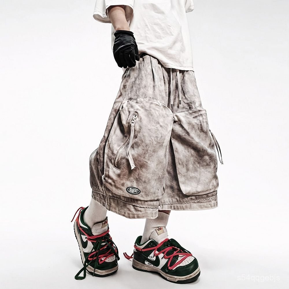 Quần short jean nam ống rộng phong cách hiphop retro form thoải mái thời trang dạo phố