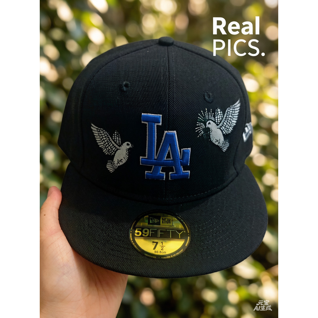 Bộ sưu tập hòa bình ErIa mới 9FIFTY Snapback Los Angeles Dodgers 9FIFTY Peace Black Cap thêu nhiều m