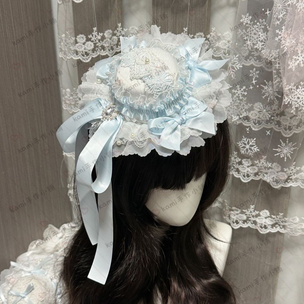 Aqua Cloud Snow Feather Lolit Handmade Top Hat Aqua lolit7.10