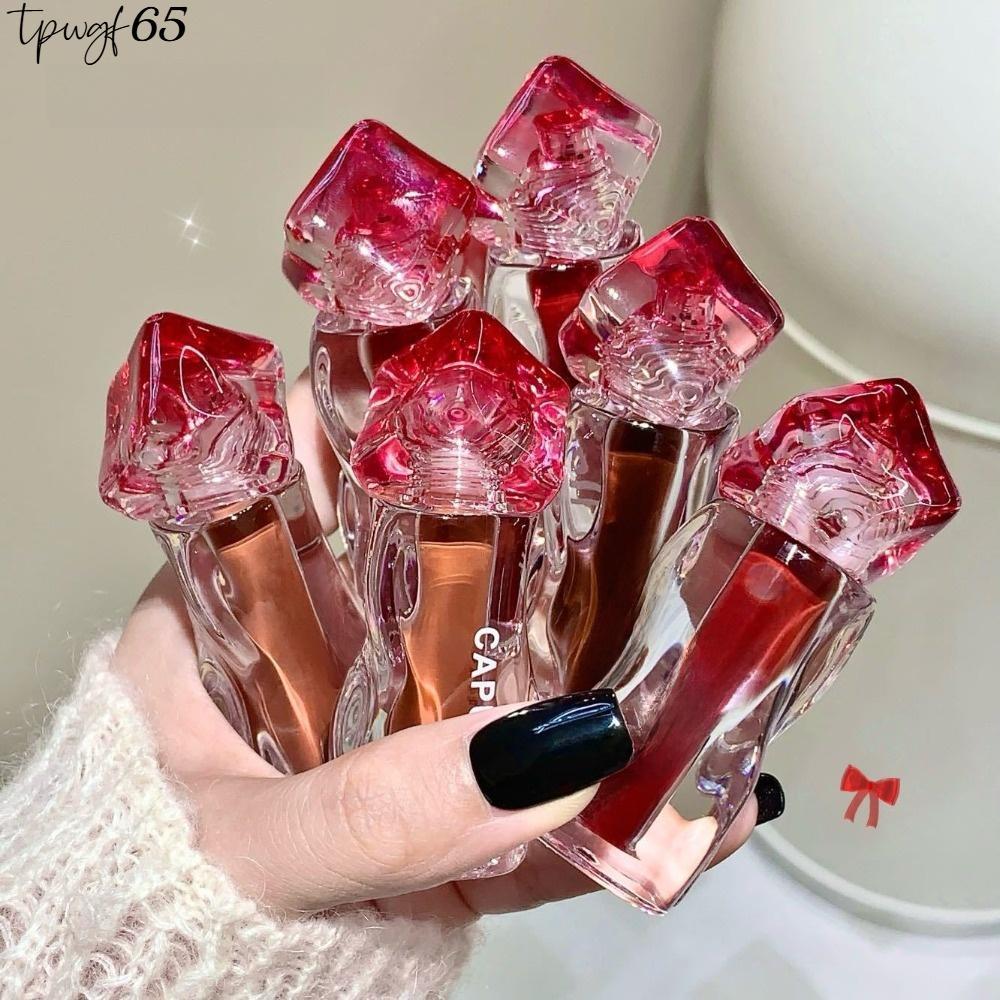 TPWGF65 Mirror Lip Gloss, Iridescent Crystal Translucent Lip Glaze, Non-Stick Cup 3g Hydrating Brigh