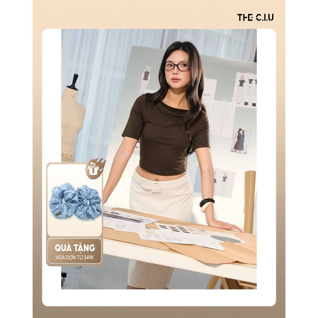 Áo tay lỡ trễ vai THE C.I.U, áo thun kiểu ôm body tôn dáng - Vegan Top - MN13 | BigBuy360 - bigbuy360.vn