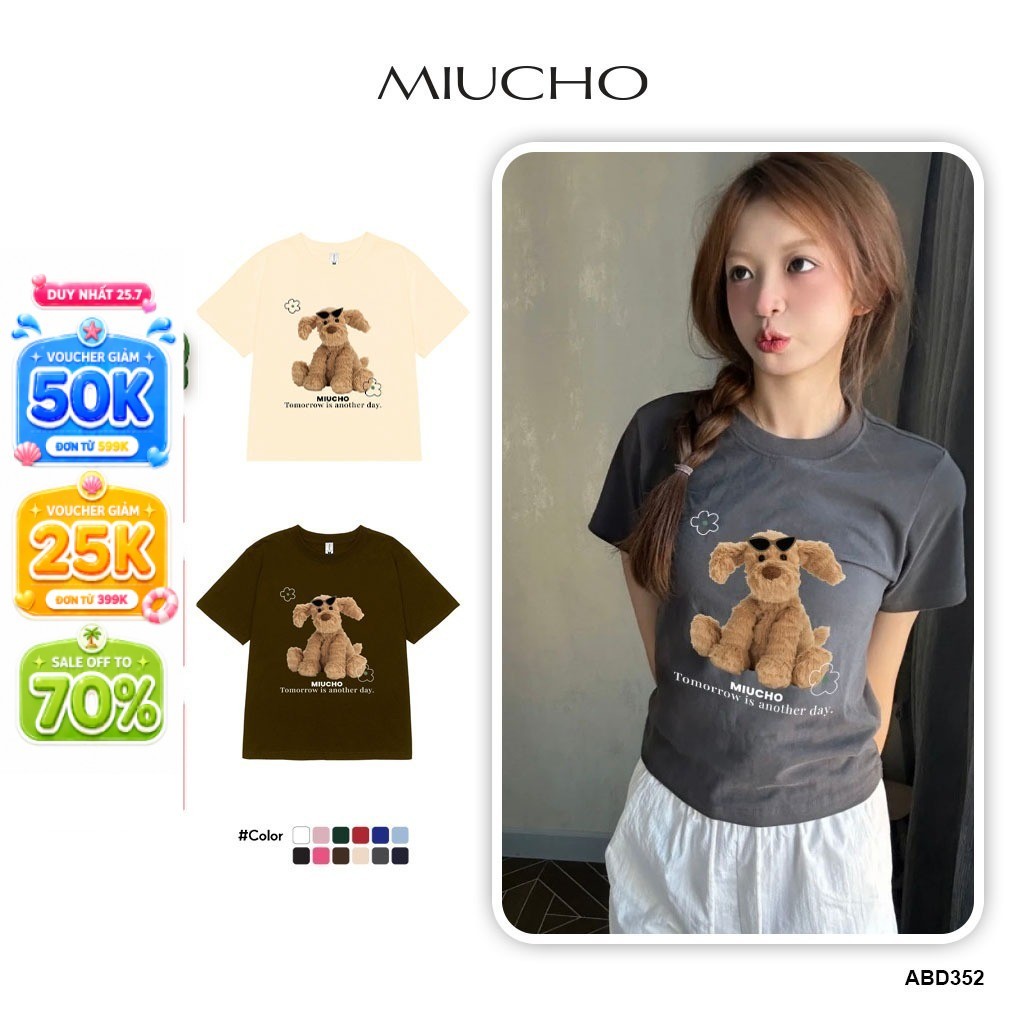 Áo baby tee ABD352 Miucho cổ tròn in graphic