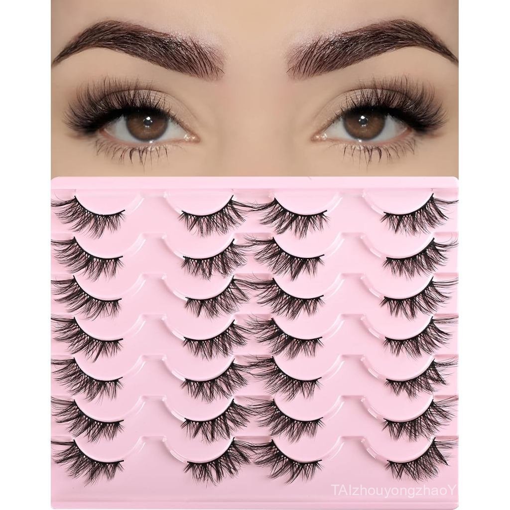 FARRED Nửa Lông Mi Wispy Cateye Nửa Lông Mi Mắt Mèo Lông Mi Giả 14 Cặp Gói Lông Mi Giả Chồn Để Trang