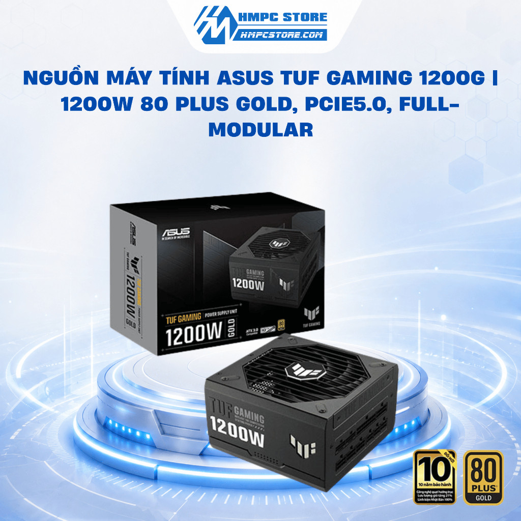 Nguồn máy tính ASUS TUF Gaming 1200G | 1200W 80 Plus Gold, PCIE 5.0, Full-Modular, BH 10 năm
