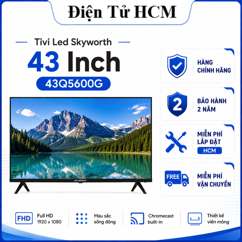 Google Tivi Skyworth Full HD 43 Inch 43Q5600G - Chính Hãng | Dolby Audio | HDR10 |