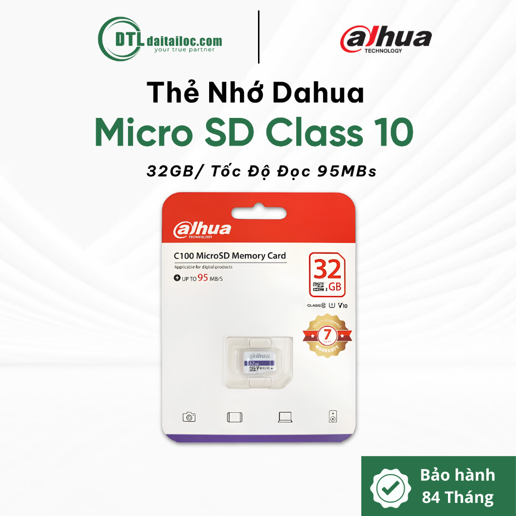 Thẻ Nhớ Dahua 32GB Micro SD Class 10 | Chính Hãng | Bảo Hành 84 Tháng