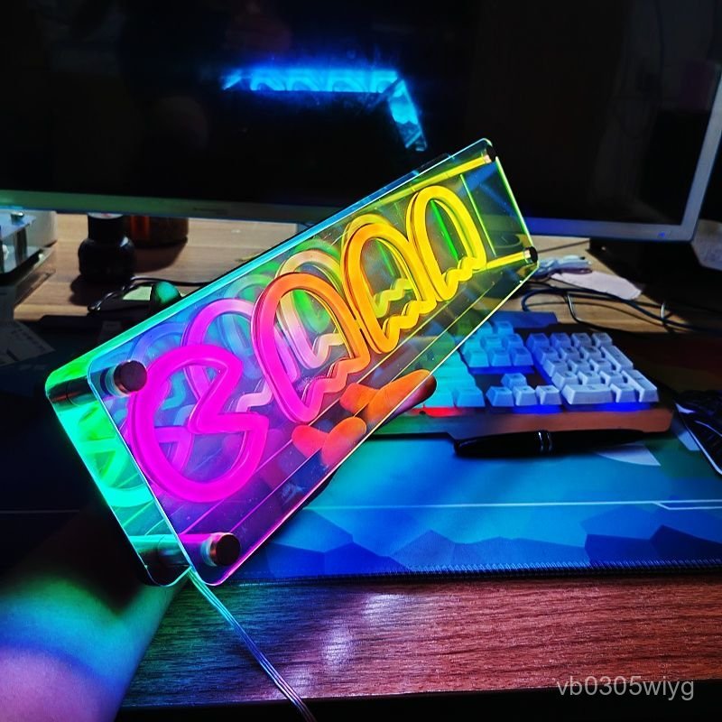 Den neon trang tri ban lam viec phong game doi mau ruc ro bao ve mat doc