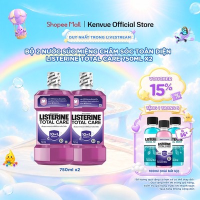 [LIVE] Combo 2 Nước súc miệng chăm sóc toàn diện Listerine Total Care Mouthwash 750ml