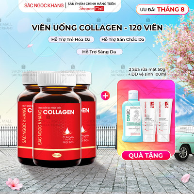 Liệu trình trẻ hóa da 3 hộp Viên uống Collagen Săc Ngọc Khang 120/hộp giảm nếp nhăn, da căng sáng mịn