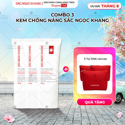 Combo 3 Tuýp Kem chống nắng Sắc Ngọc Khang 50g/ tuýp SPF 50 PA++++ dùng được cho mọi loại da