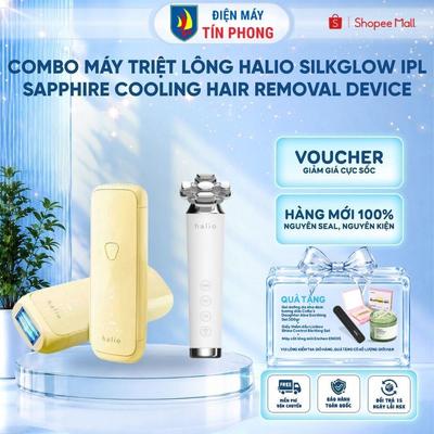 Combo Máy Triệt Lông Halio SilkGlow IPL Sapphire Cooling Hair Removal Device, 7xung/1s |BH 24 Tháng