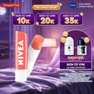 Son dưỡng nivea peach shine sắc cam hương đào 4.8g / son dưỡng có màu / son dưỡng hồng môi - 85031