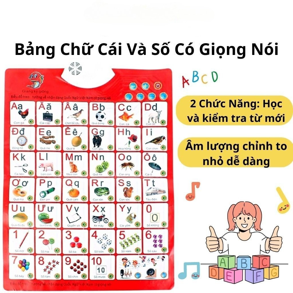 Bảng Chữ Cái Và Chữ Số Tiếng Việt Dùng Pin Đọc Heena Kids Cho Bé Làm Quen Với Chữ Cái Và Số HOMEPLUS