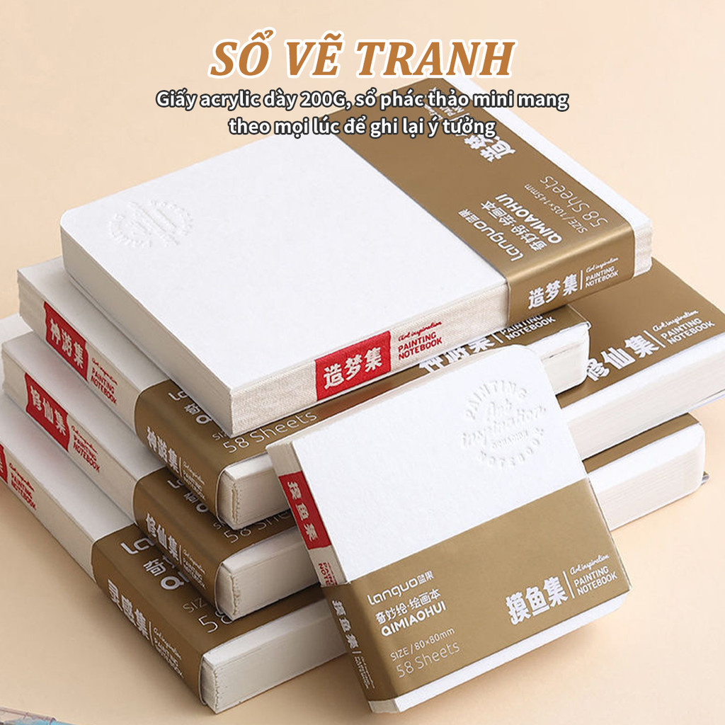 Sổ Tay Vẽ Tranh 116 Trang, Sổ Vẽ Mini Giấy Siêu Dày 200G Chống Mực, Nhỏ Và Tiện Lợi, DIY Cover, Sổ P