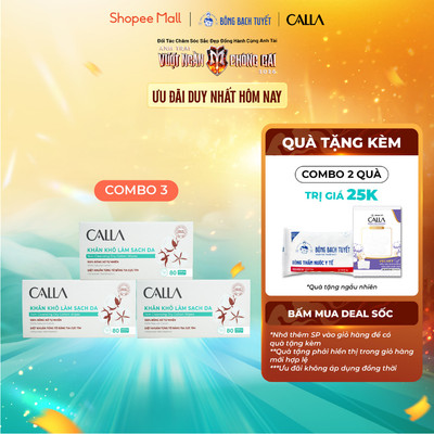 Combo 3 hộp khăn khô Bông Bạch Tuyết làm sạch da Calla đa năng 80 miếng/hộp - bông tẩy trang