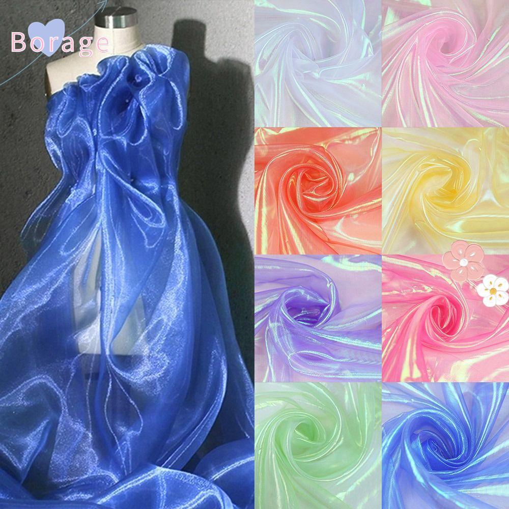 Vải Organza BORRAONE, Vải tuyn Laser mỏng sáng bóng, Trang trí vải tuyn trong suốt Organza Váy sân k