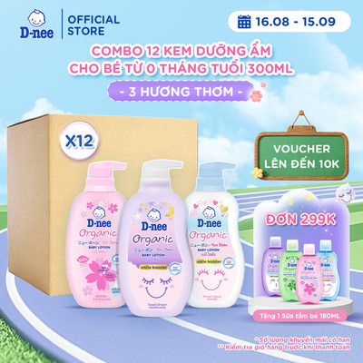 Combo 12 Kem dưỡng ẩm cho bé sơ sinh từ 0 tháng tuổi trở lên giúp da bé mịn màng 300ml - 3 Hương thơm